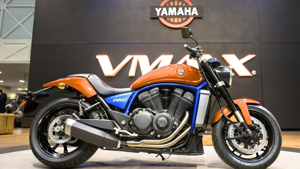 Yamaha VMAX: Moto Potente en Colores Naranja y Azul